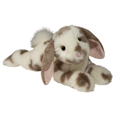 Close-up of Douglas Ramsey Gray Spotted Bunny showing soft fur and amber eyes for comforting companionship