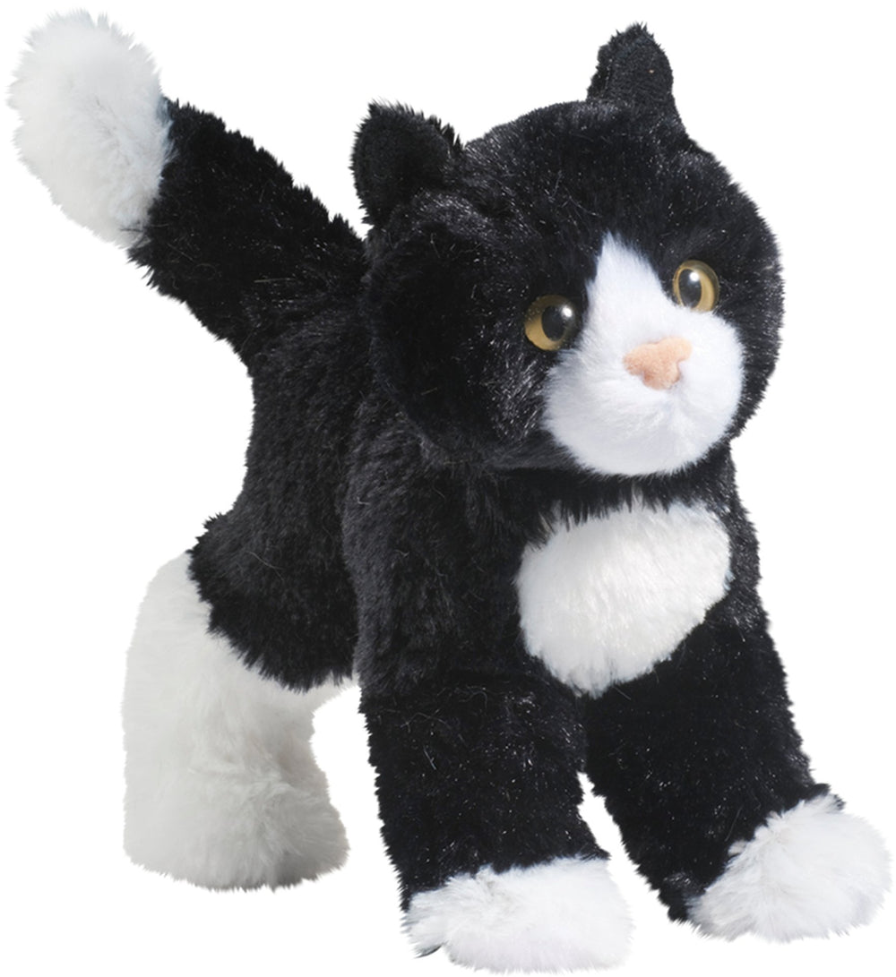 Douglas Snippy black and white cat plush in standing pose for imaginative play