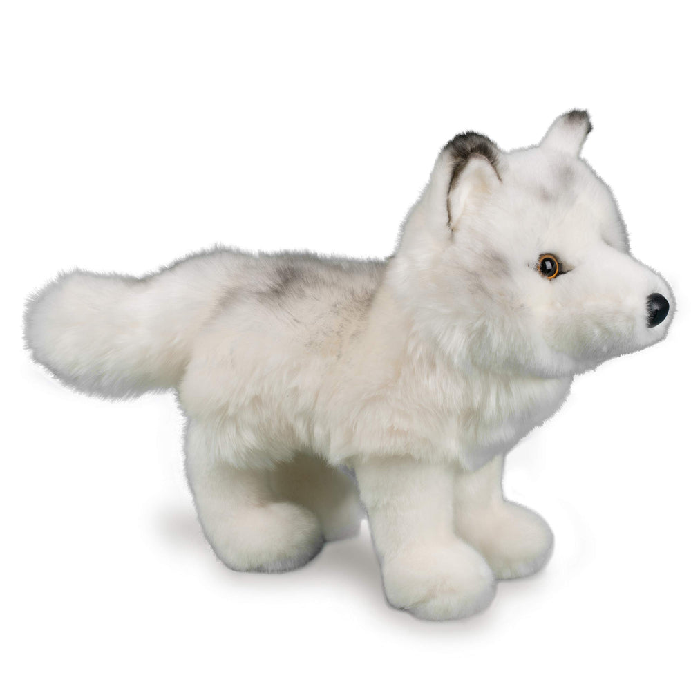 Douglas Snow Queen Arctic Fox plush care; surface wash for easy cleaning.