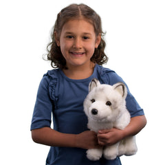 Douglas Snow Queen Arctic Fox plush side profile, lifelike pose sparks imaginative play.