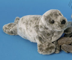 Douglas Speckles Monk Seal Plush full body shot highlighting durable materials for years of play.