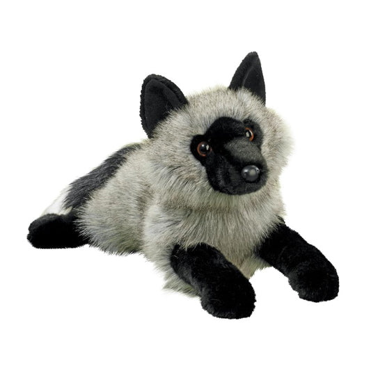 Douglas Sterling Silver Fox plush with amber eyes for lively play.