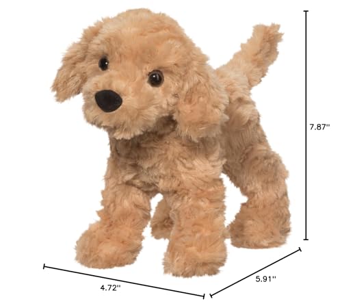 Douglas Thatcher Golden Retriever plush features a textured fur coat for soft, durable cuddling.