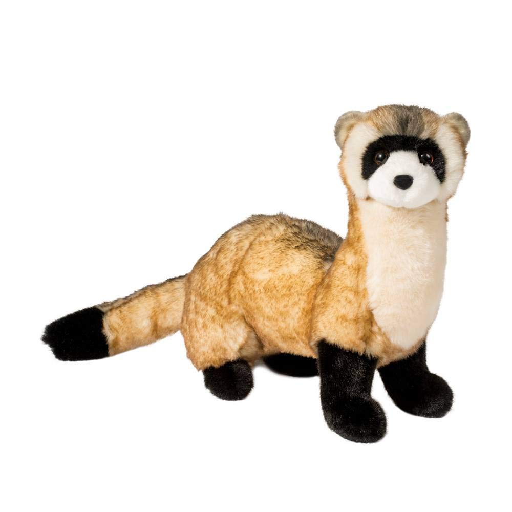 Douglas Vince black footed ferret plush front view showcases huggable softness and realistic markings