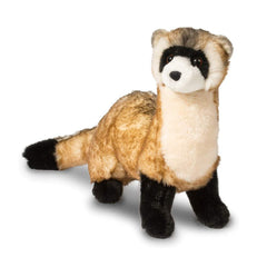 Douglas Vince ferret plush side view highlights lifelike coat pattern and endearing posture