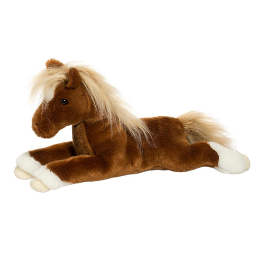 Douglas Wrangler Chestnut Horse Plush full-body view, a soft cuddle buddy for kids.