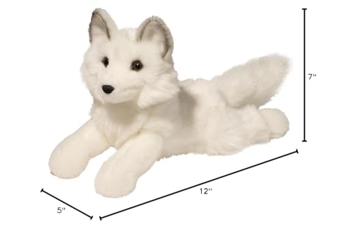 Douglas Yuki Arctic Fox plush close-up showing amber eyes and lifelike details for imaginative play.