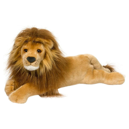 Douglas Zeus Lion plush with soft tawny fur and realistic body, ideal for cuddling.
