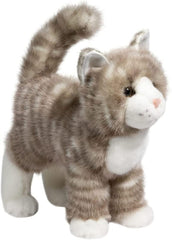 Douglas Zipper Gray Tabby Cat Plush close-up shows lifelike features for cuddly play.