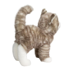 Douglas Zipper Gray Tabby Cat Plush safe for ages 24 months and up.
