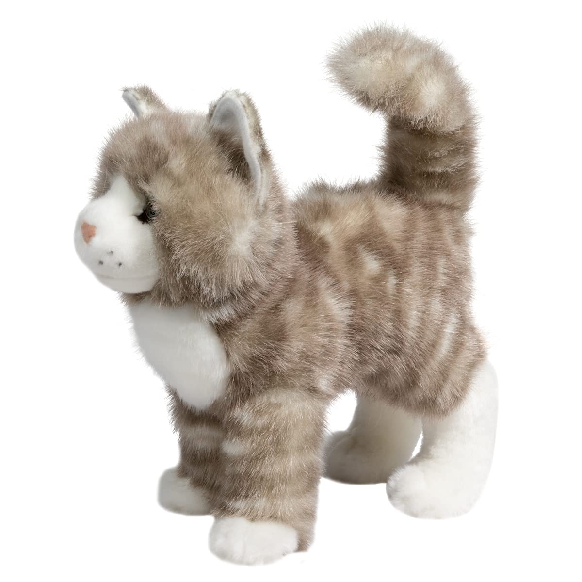Douglas Zipper Gray Tabby Cat Plush stands up, inspiring interactive playtime.