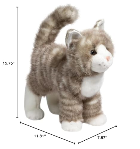 Douglas Zipper Gray Tabby Cat Plush is surface washable for quick cleaning.