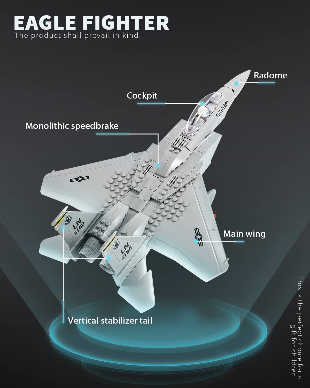 dOvOb F-15 Eagle jet model 270-piece kit, ideal for creative building sessions
