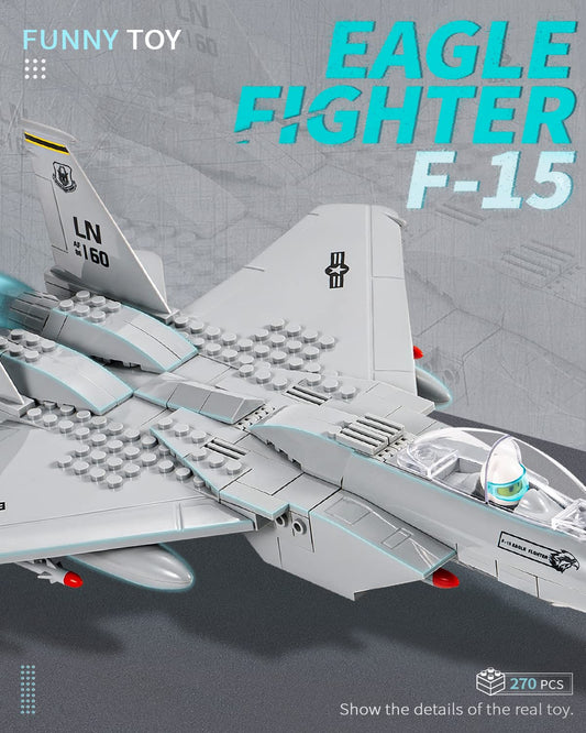 dOvOb F-15 Eagle jet model side view, perfect for educational play and display