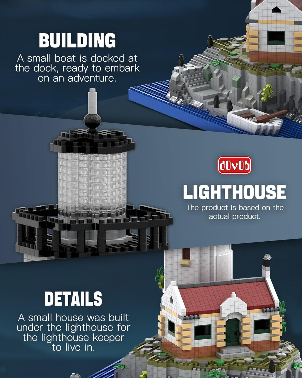 dOvOb illuminated beacon tower showcases a dramatic lighting effect.