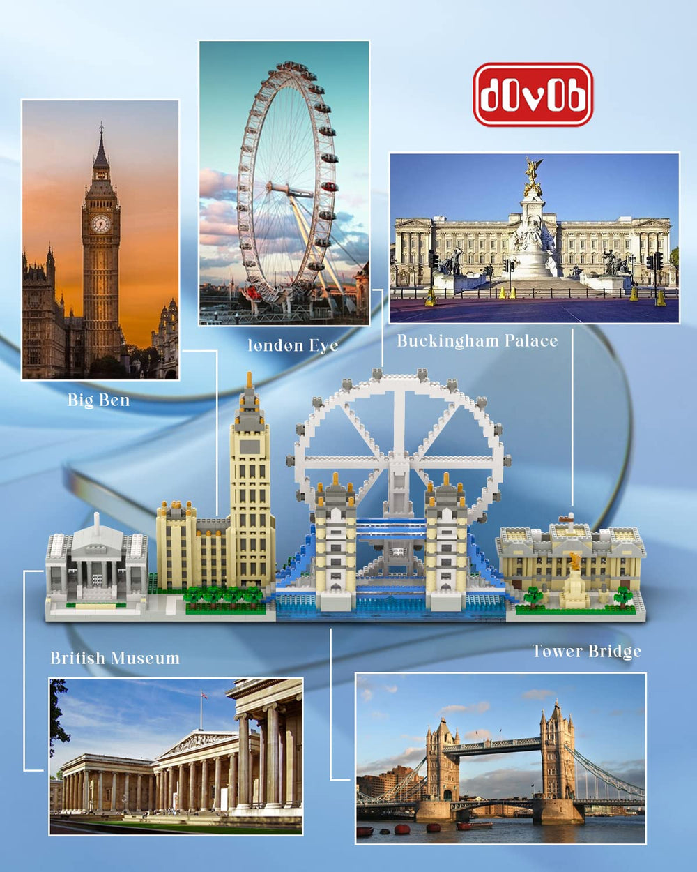 dovob London skyline display set showcased on a shelf.