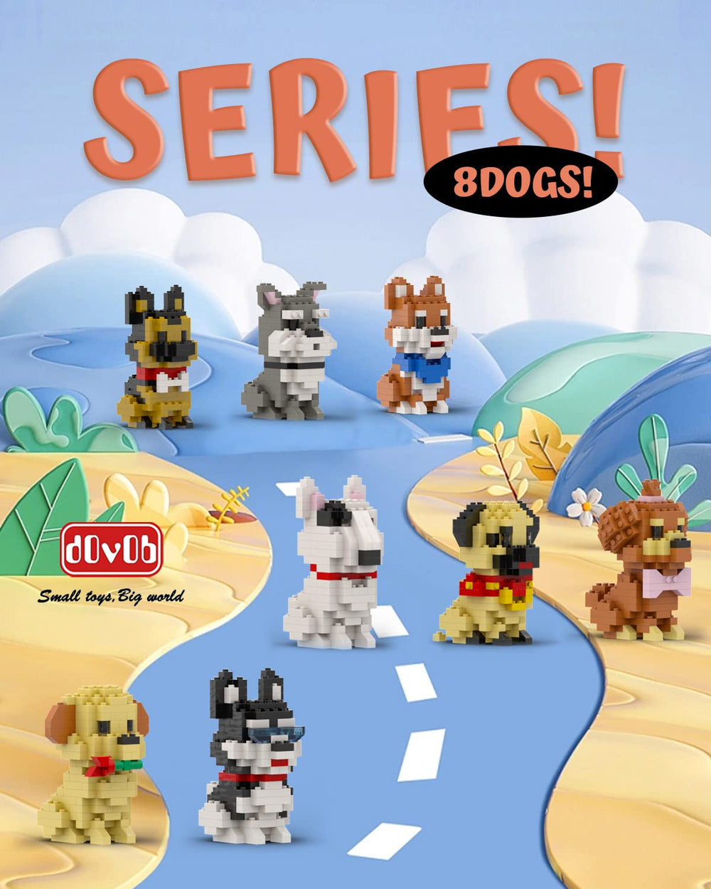 dovob micro mini blocks doberman model for detailed display and skill building