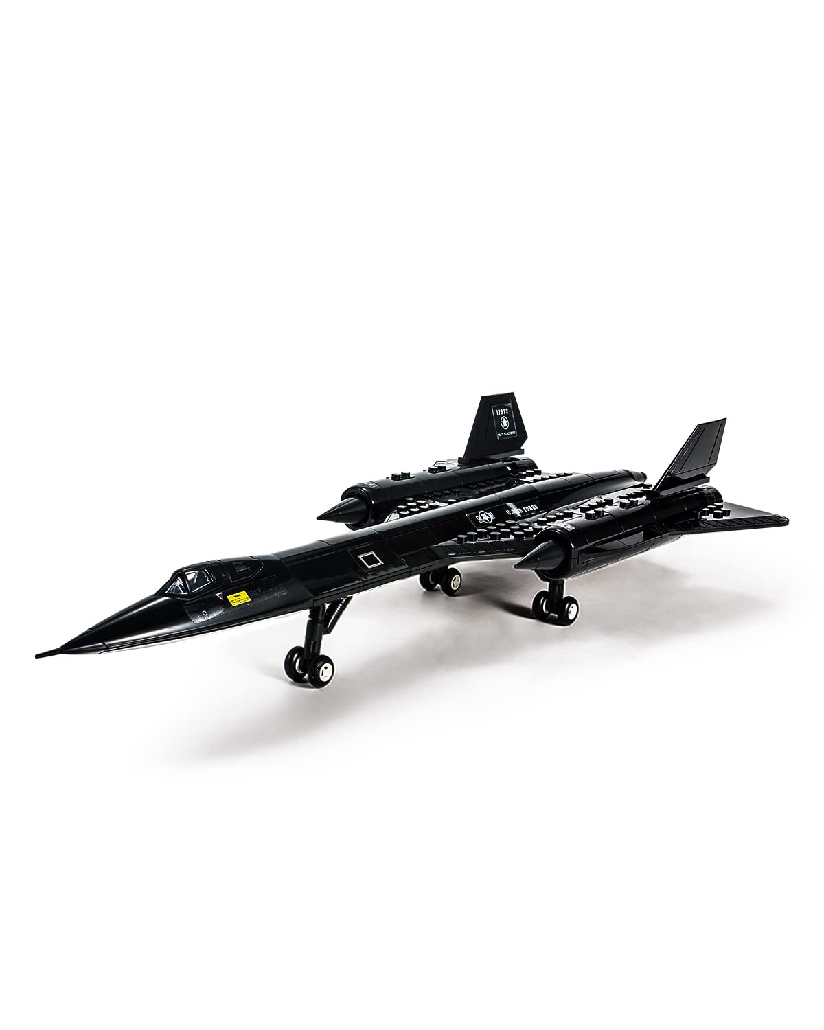 dOvOb SR-71 block model front view with intricate detailing for display.