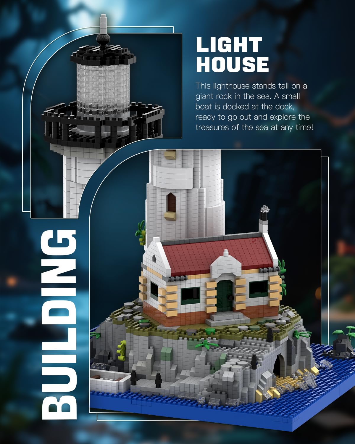 dOvOb observation deck and windows for authentic lighthouse realism.