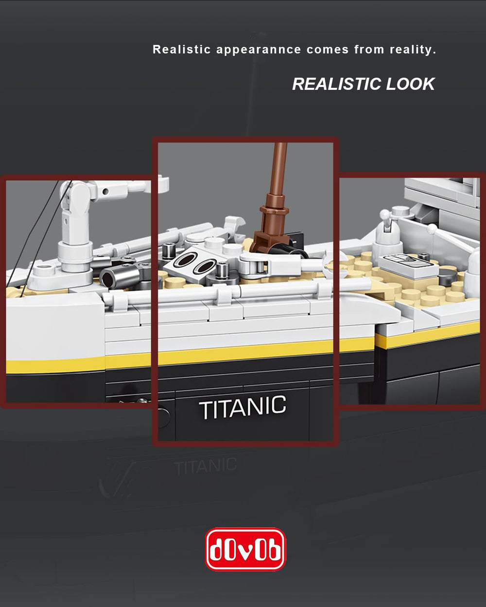 The dOvOb Titanic model measures 26.9 inches for bold shelf presence.