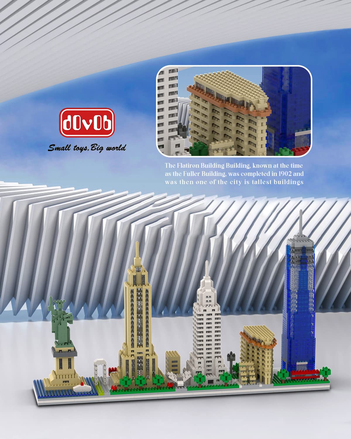 dOvOb World Trade Center micro blocks provide a dramatic cityscape display.
