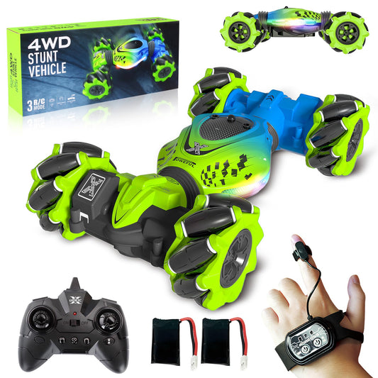 DOVQISK RC drift car front view highlights gesture control for easy steering.