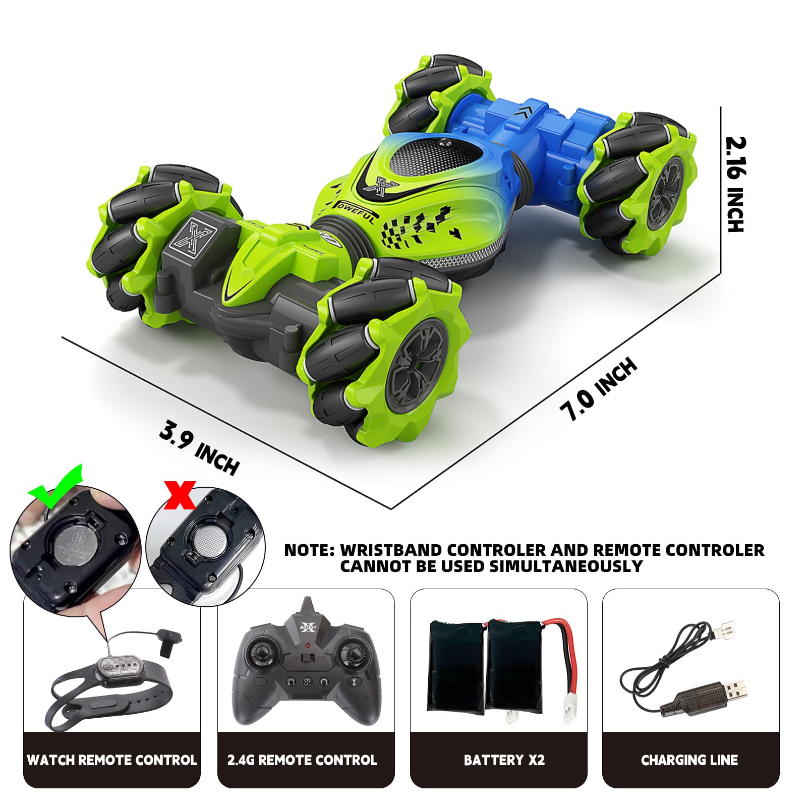 DOVQISK RC drift car wristband remote enables intuitive gesture control.