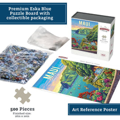 DOWDLE puzzle pieces on blue Eska board, durable construction for repeated use