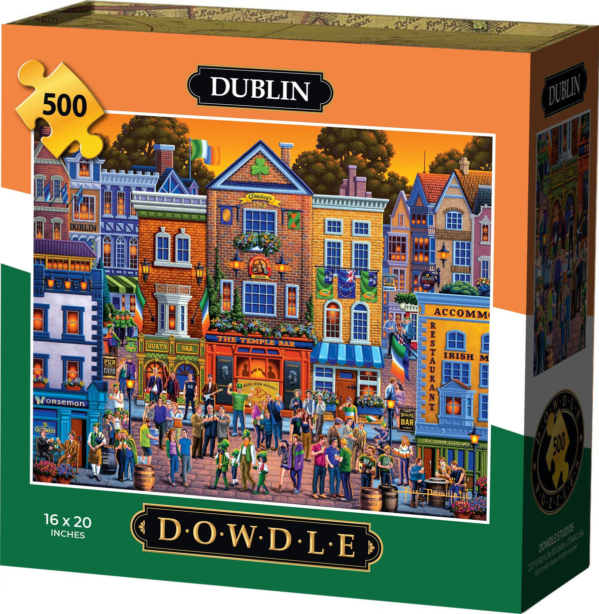 Dowdle Dublin 500-piece puzzle cover art; great for family puzzle nights