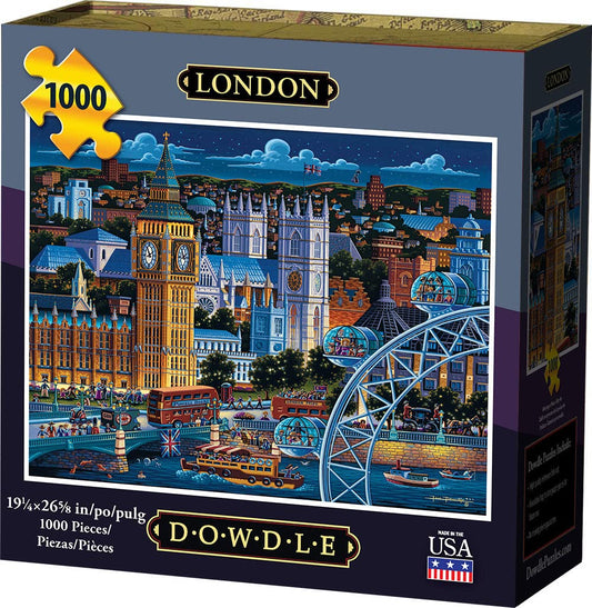 Dowdle London 1000-piece puzzle with vibrant cityscape for engaging family puzzle time