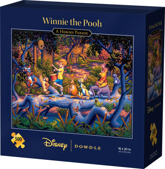 Dowdle Winnie the Pooh Heroes Parade puzzle front cover with iconic artwork for collectors.