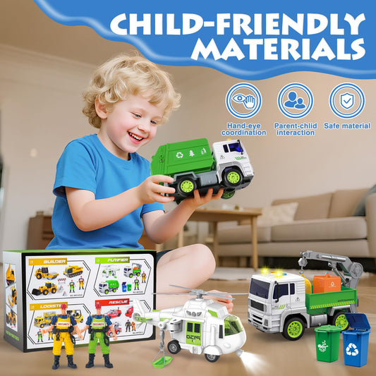 Dowellin sanitation truck toy featuring light and siren effects for immersive pretend play.