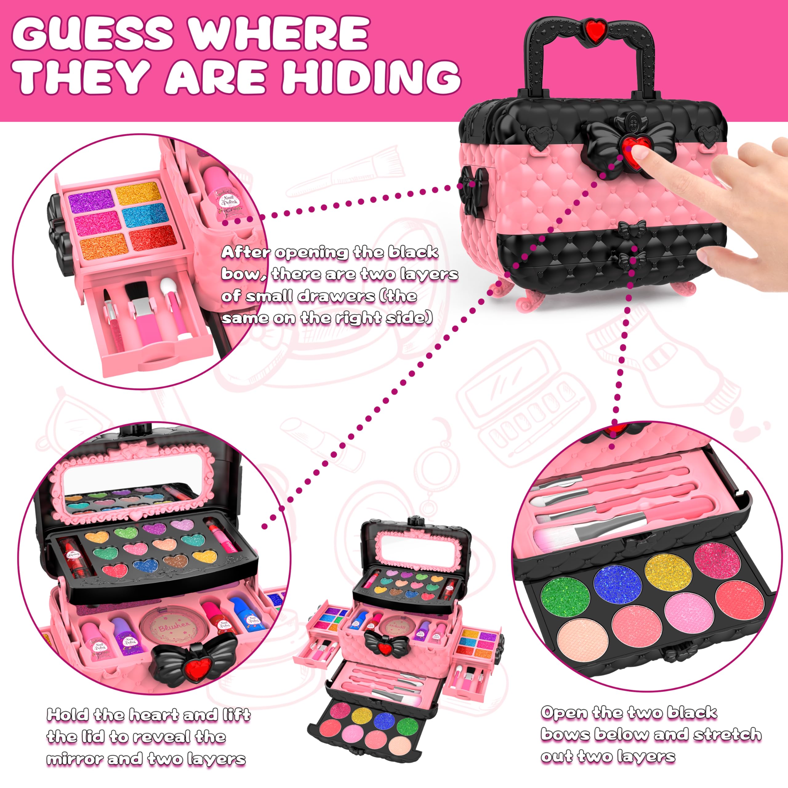 Dpai pink eyeshadow palette for colorful dress-up fun.