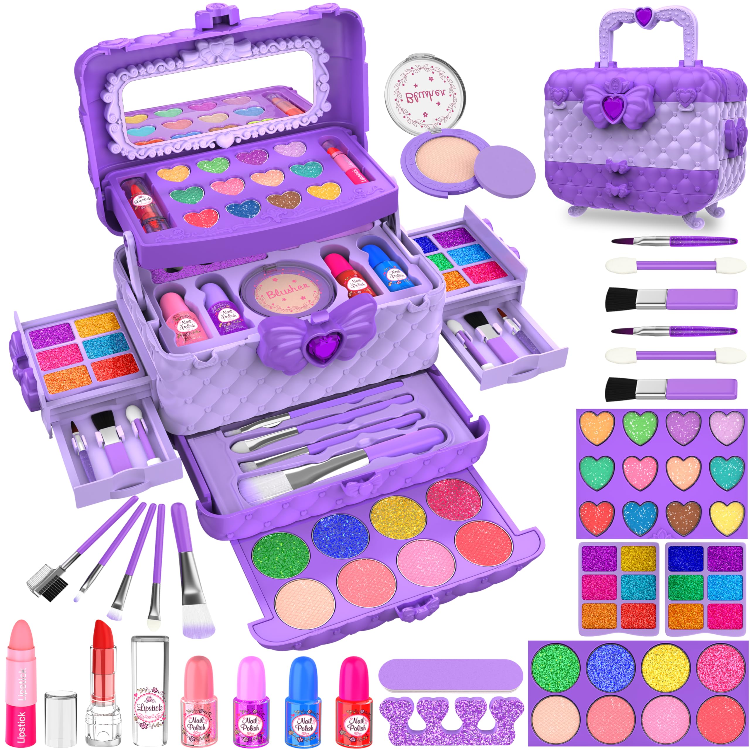 Dpai 54-piece purple makeup kit with mirror for imaginative dress-up sessions