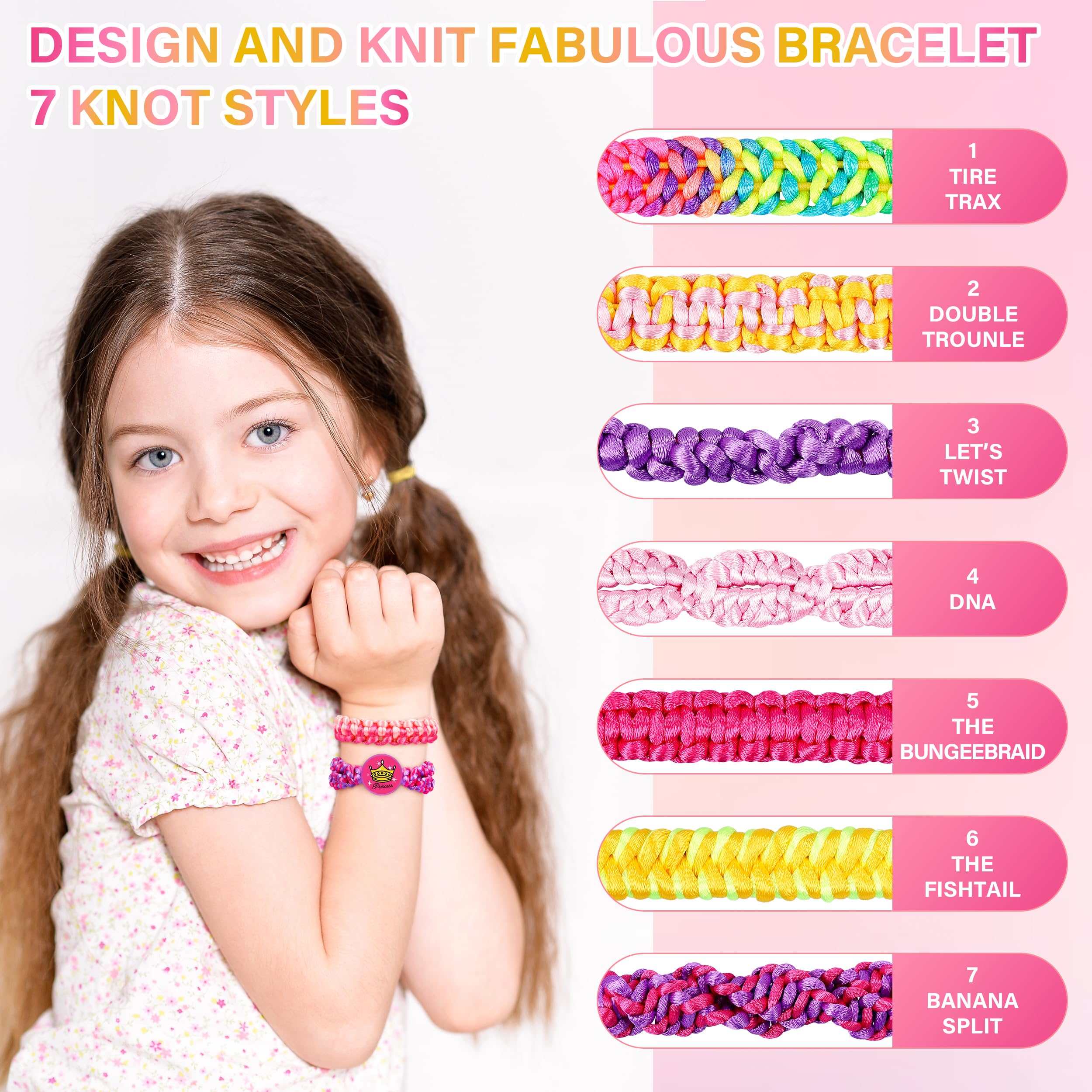 Dpai bracelet loom with movable pegs for precise knotting