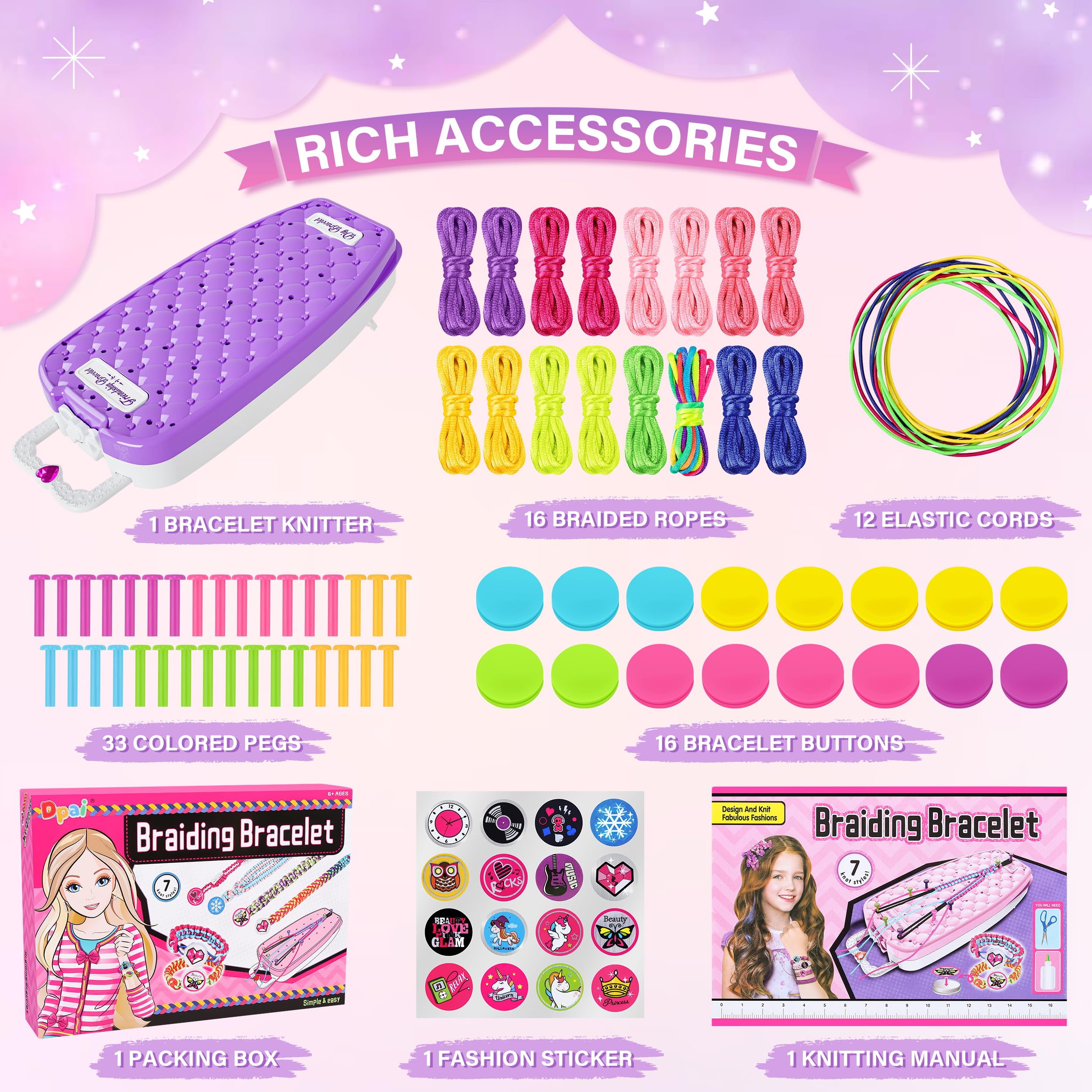 Dpai movable pegs help kids secure designs and learn knotting step by step.