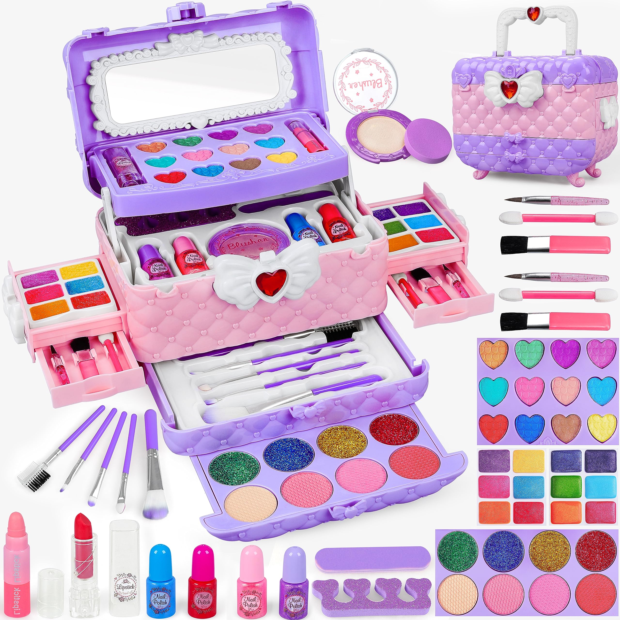 Dpai kids makeup kit with mirror for imaginative dress-up play and easy viewing