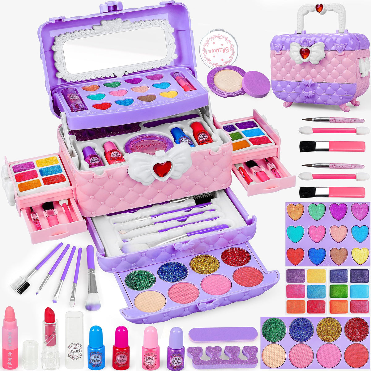 Dpai kids makeup kit with mirror for imaginative dress-up play and easy viewing