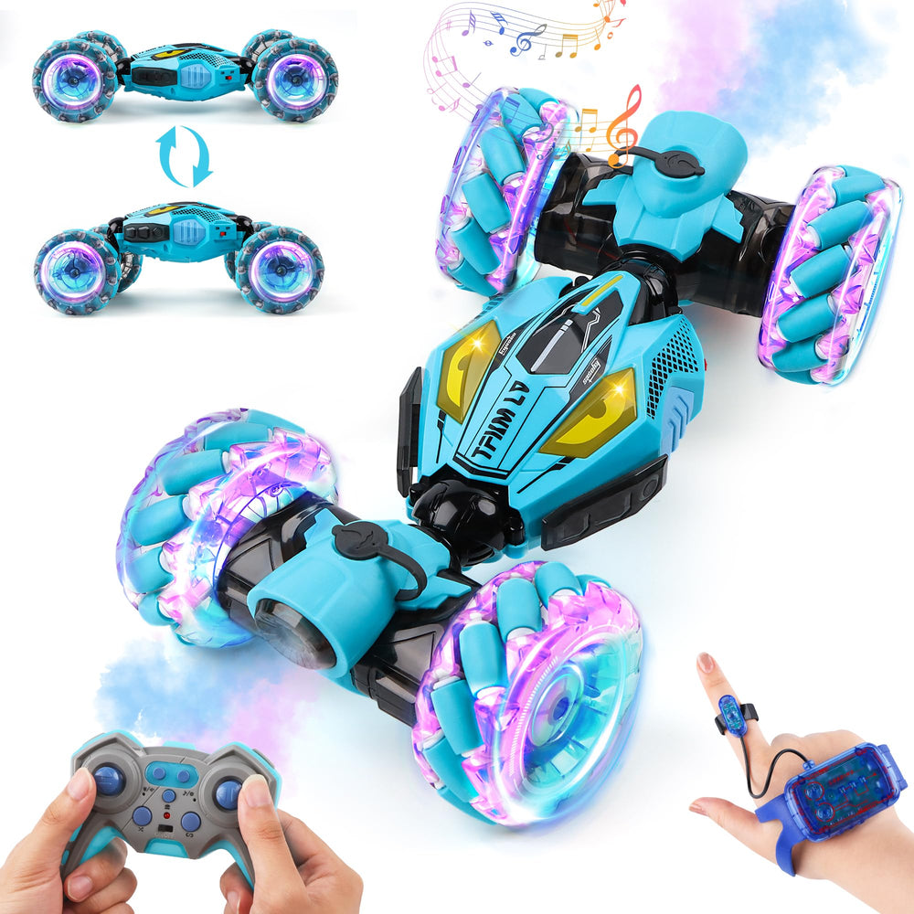 DPAPDI gesture-sensing RC stunt car front view with vivid lights