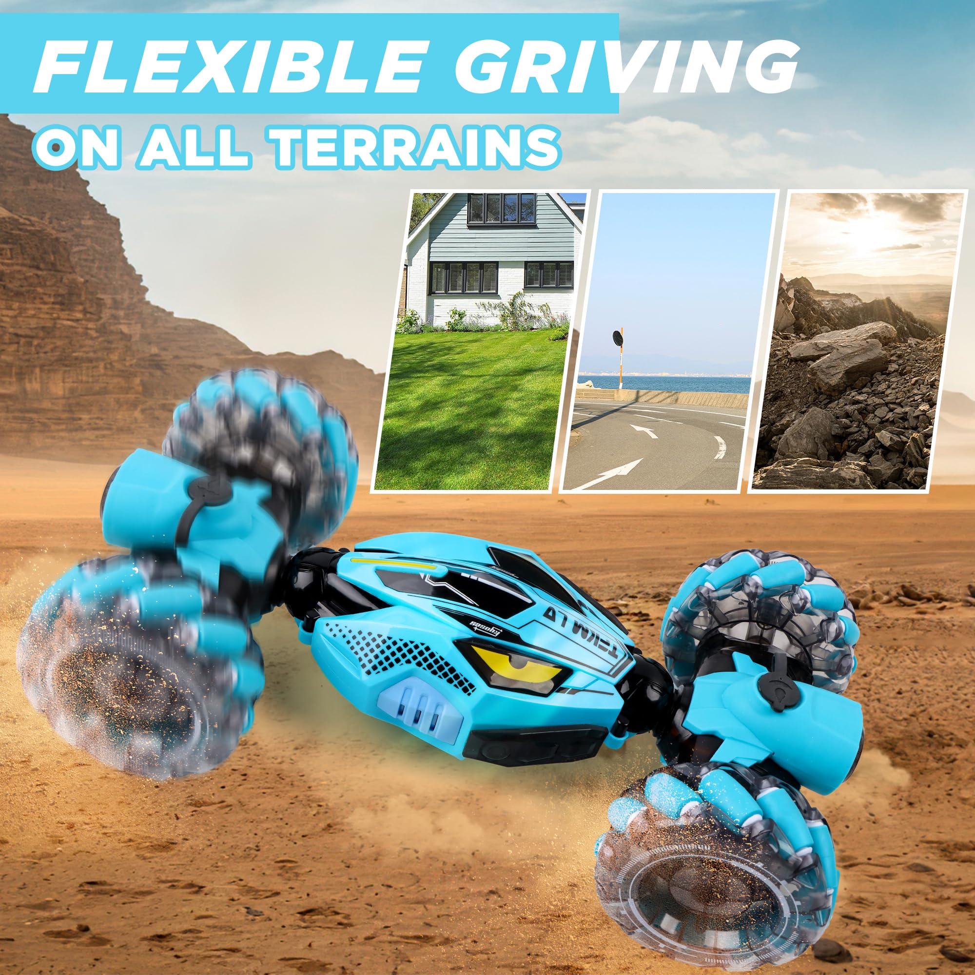 DPAPDI 4WD RC car with upgraded tires performing stunts