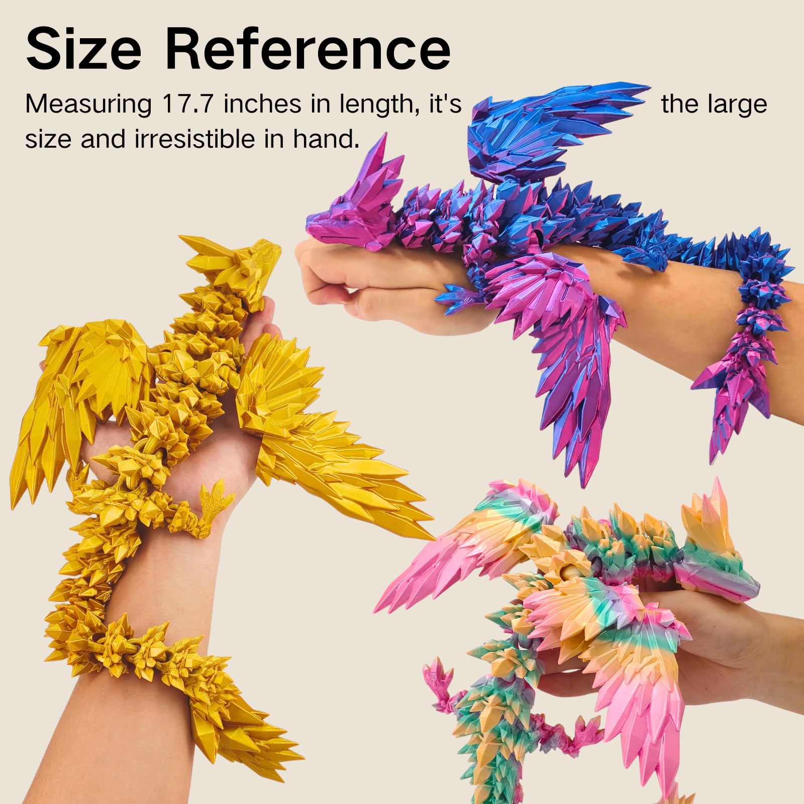 Dpcirk dual-color dragon uses flexible joints for dynamic poses.
