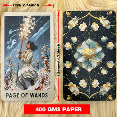 DPEHAKMK floral tarot card illustration 03 with flowing gowns aiding storytelling.
