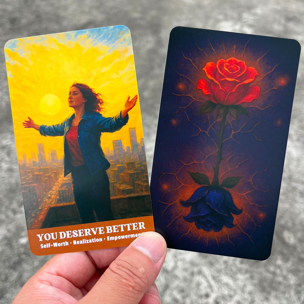 DPEHAKMK Messy Truth Oracle card illustrations highlighting raw feelings and relationship themes.