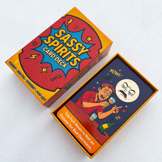 DPEHAKMK Sassy Spirits card art closeup shows vibrant colors that energize intuition.