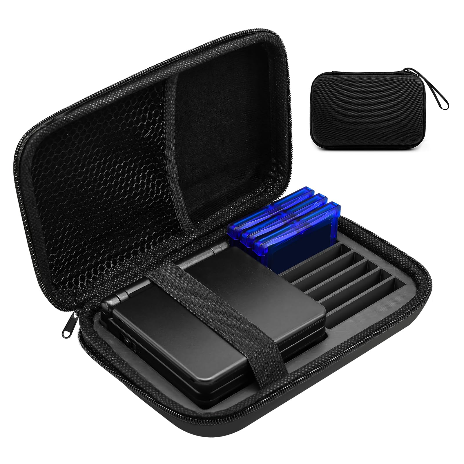 DPVPER carrying case for GBA SP, closed with strap for secure portability.