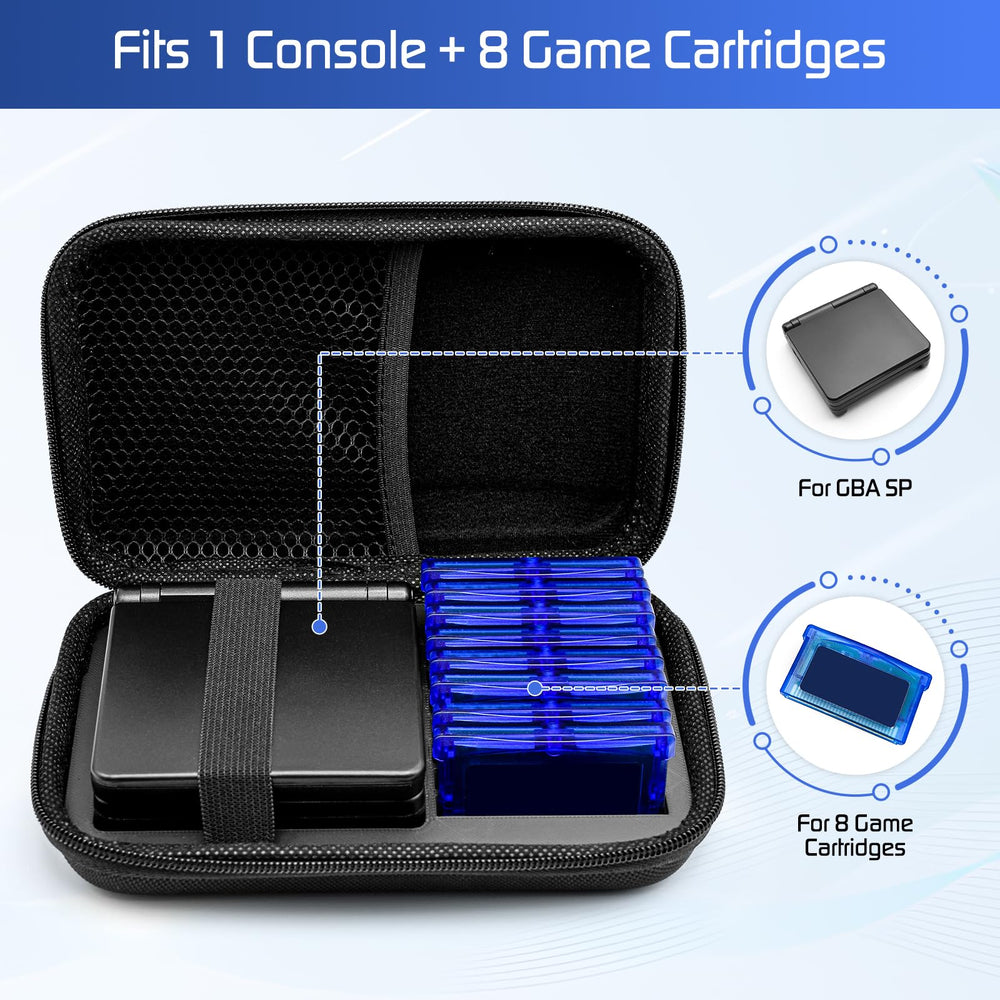 DPVPER GBA SP case open interior showing game slots for organized storage.