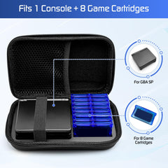 DPVPER GBA SP case open interior showing game slots for organized storage.