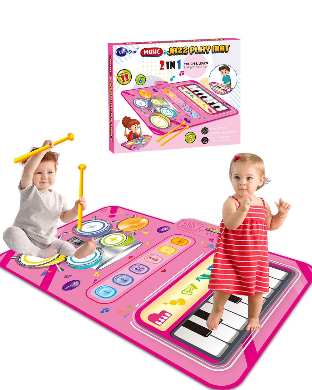 DQMOON musical mat with piano keys and drum pad for playful exploration