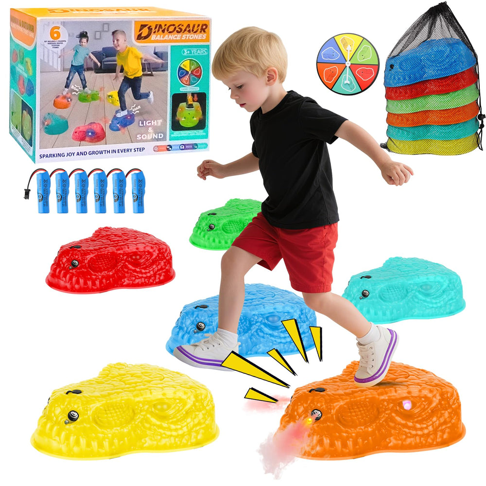 Dqoetort dinosaur light-up stepping stones for engaging balance practice