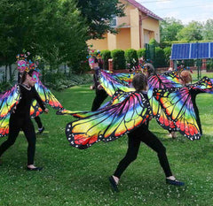 DQZ butterfly wings with headband set fit kids for party and photoshoots.